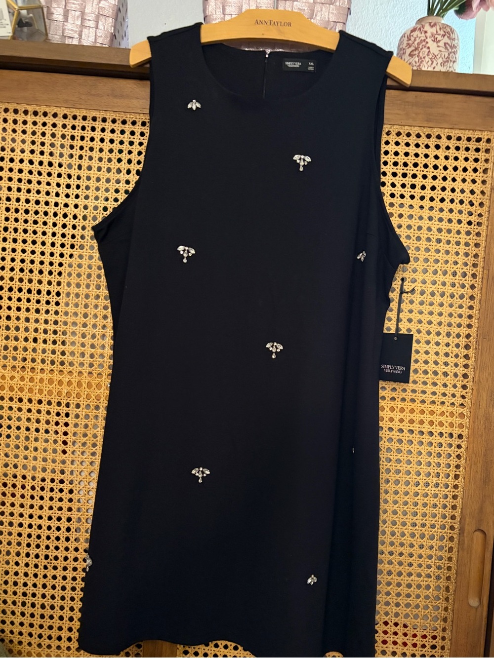 Simply Vera Wang Black Sleeveless Mini Dress with Crystal Accents XXL